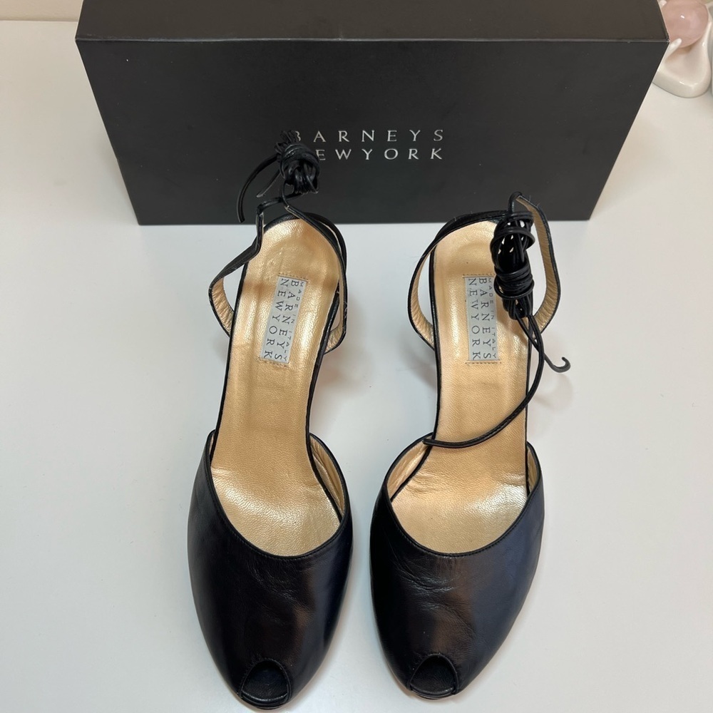 Barneys Newyork Open toe Leather wrap Ankle heel Shoes